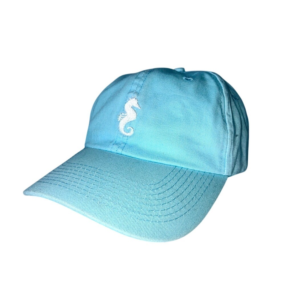 Sunny Co. Seahorse Strapback Hat Aqua Adjustable Embroidered New